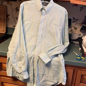 Ralph Lauren button down green/white striped